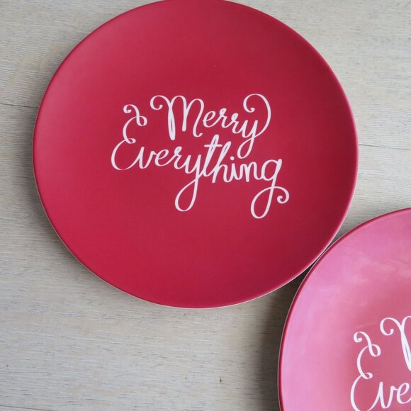Threshold Red "Merry Everything" Melamine Salad Plates Set Of 2 Dishwasher Safe - Picture 7 of 7